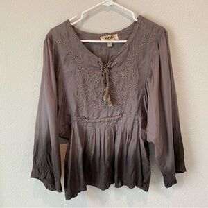 VAC Women’s Western Wear Embroidered Peasant Top Size M